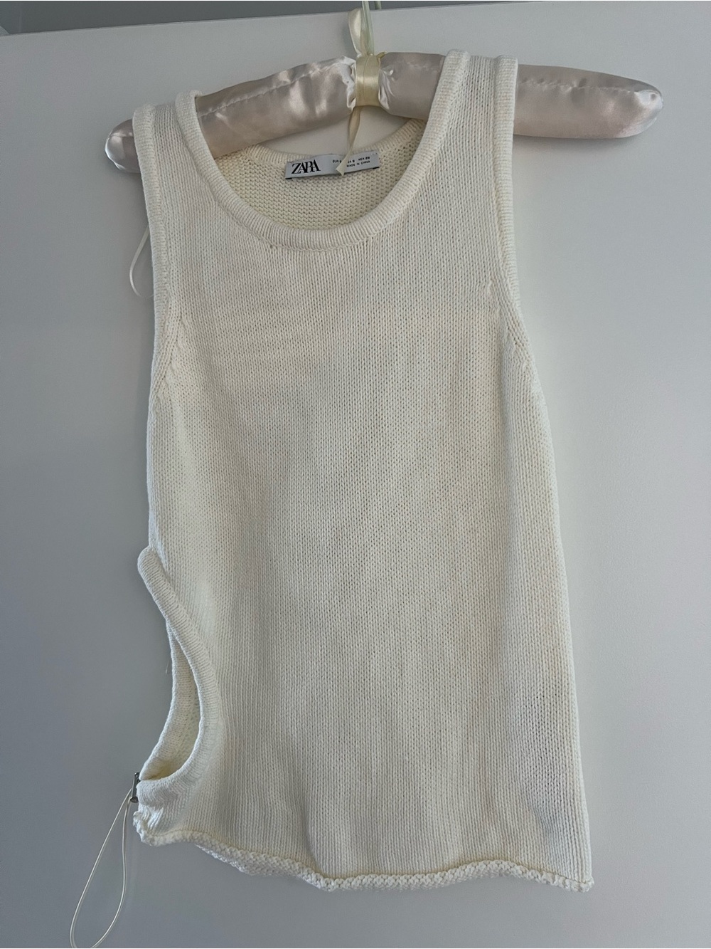 Zara Cream Knit Sleeveless Tank with Side Cutout